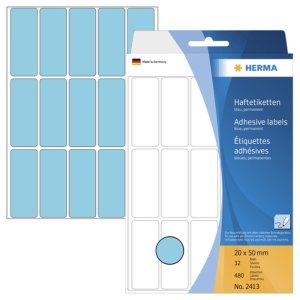 Multipurpose-etiketten blauw 20x50 mm papier mat 480 st.