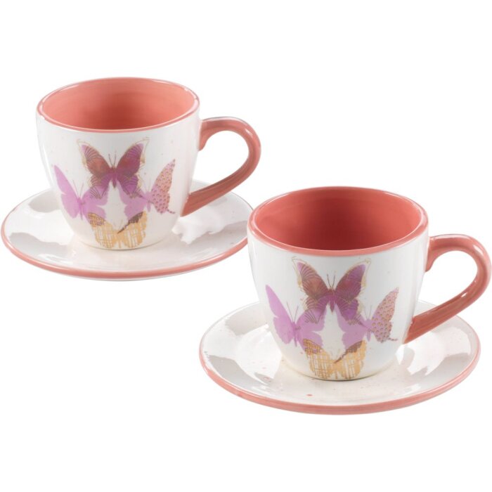 20ca1019 Mascagni 2 koffiekopjes set roze