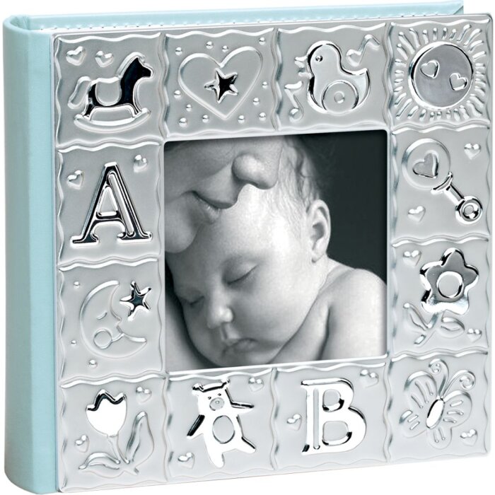 Memo album 100 fotos 10x15 cm met kader blauw