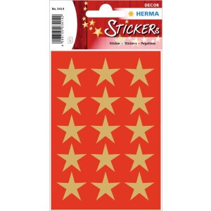 Sticker sterren 5-puntig, goud ø 22 mm