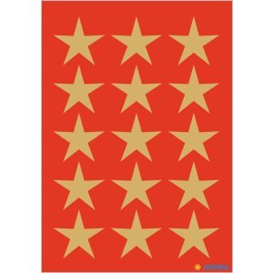 Sticker sterren 5-puntig, goud ø 22 mm