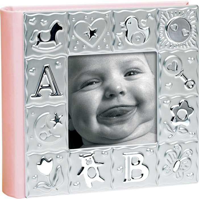 Memo album 100 fotos 10x15 cm met lijst roze