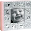 Memo album 100 fotos 10x15 cm met lijst roze