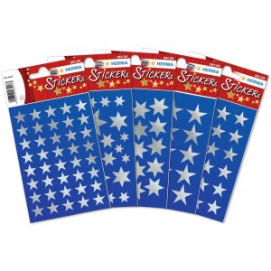 Sticker sterren, zilver ø 21 mm