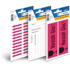 Informatie-etiketten pijlen helder rood 38x7 mm 88 st.