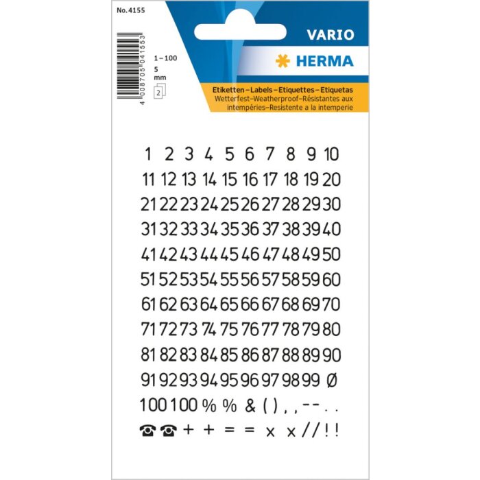 1-100 vario nummers etiketten zwart 2 vellen
