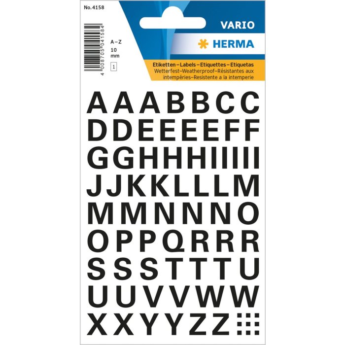 Letters 10 mm a-z weerbestendige folie zwart 1 vel.