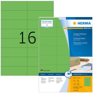 Etiketten a4 groen 105x37 mm papier mat 1600 st.