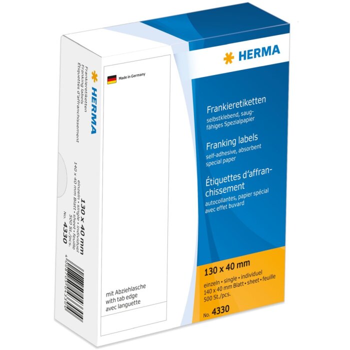 Frankeer-etiketten enkel met peel-off tab 130x40 mm 500 st.