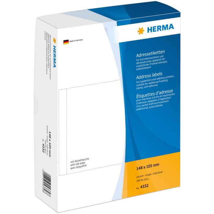 Adresetiketten enkel wit 148x105 mm papier mat 500 st.