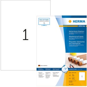 Etiketten a4 wit 210x297 mm extreem sterk klevend papier weerbestendig 100 st.