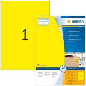 Etiketten a4 geel 210x297 mm papier mat 100 st.