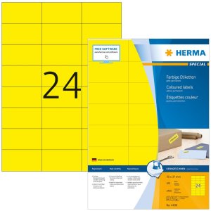 Etiketten a4 geel 70x37 mm papier mat 2400 st.