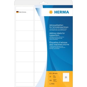 Adresetiketten voor schrijfmachines a4 67x38 mmPapier mat...