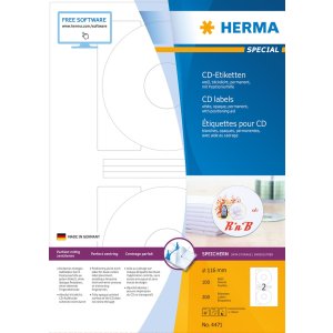 CD-etiketten a4 wit ø 116 mm papier mat...