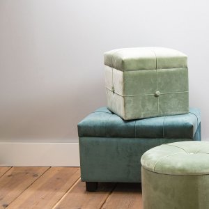 Kruk-Kist 60x36x43 cm turkoois - 64061LT