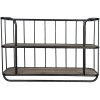 IJzeren plank met hout 5y0555 gedistilleerd zwart 66x20x44 cm