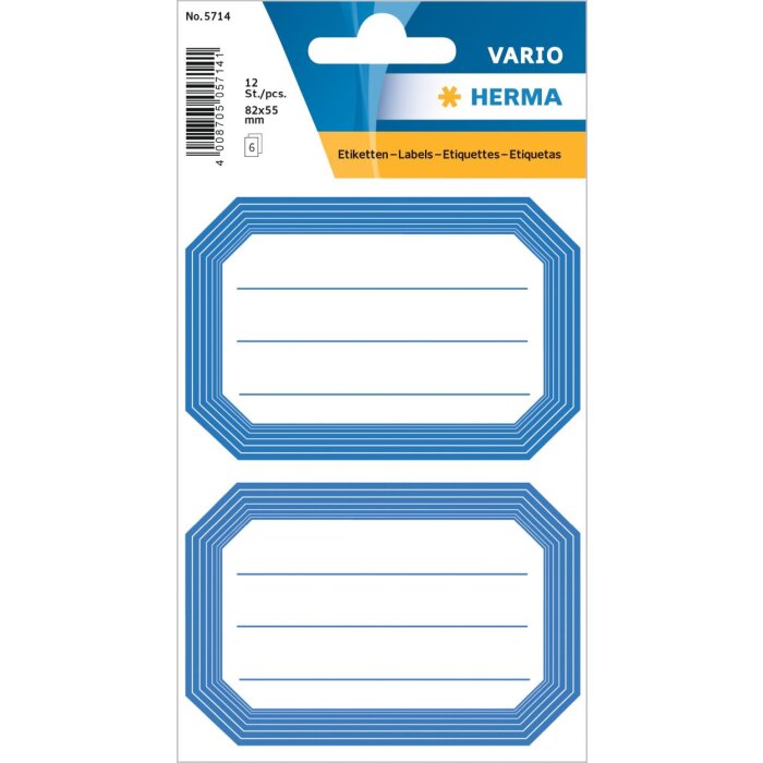 Schooletiketten neutraal blauw kader 82x55 mm