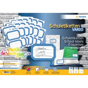 Schooletiketten neutraal blauw kader 82x55 mm