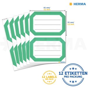 Schooletiketten neutraal groen gelinieerd 82x55 mm