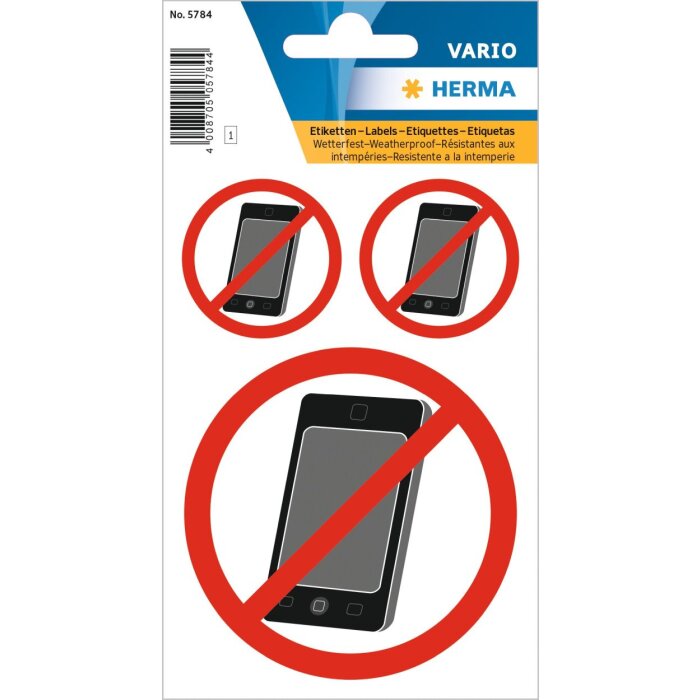 Informatie labels Geen mobiele telefoon weerbestendig 1 vel.
