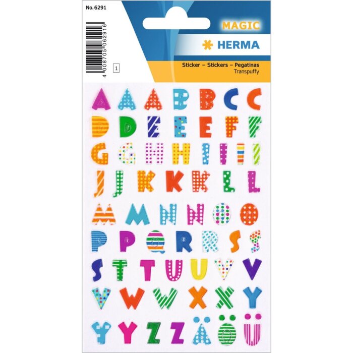 herma sticker letters, steen reliëf veelkleurig