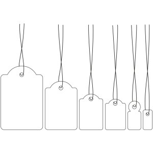 1000 stuks hangtags met rode draad 15x24 mm