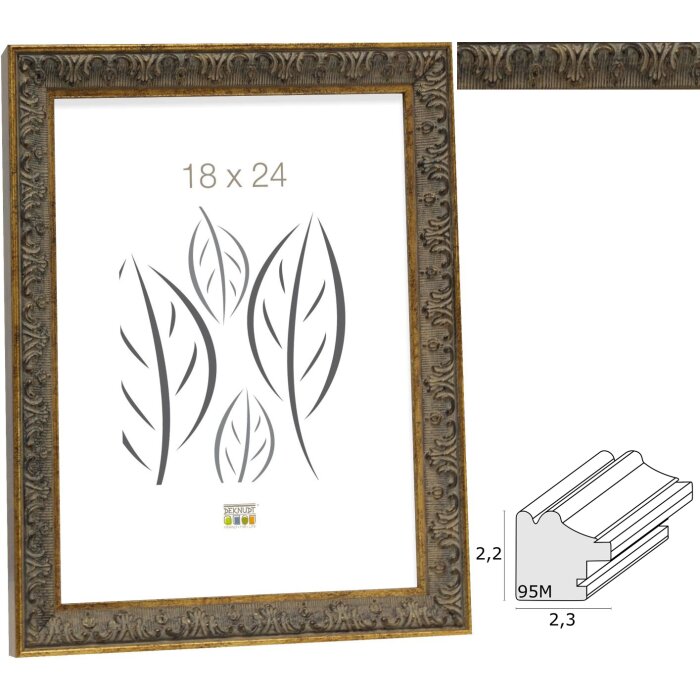 Fotolijst goud-grijs kunststof s95ma