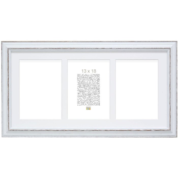 s221h3 Witte Fotolijst met Passepartout voor 3 fotos 13x18 cm