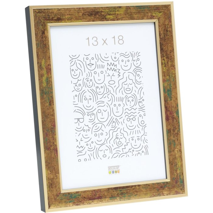 s40jb2 Houten lijst in goudkleur met groene en donkerrode tinten 20x20 cm