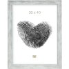 s46ee1 Houten lijst in wit met zilverkleurige rand 30x40 cm
