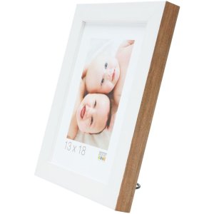 s46jh1 Houten lijst in wit met houtkleurige rand 15x20 cm