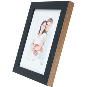 s46jh2 Houten lijst in zwart met houtkleurige rand 18x24 cm