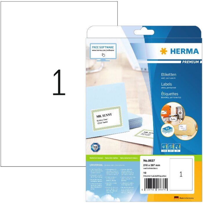 Premium etiketten a4 210x297 mm