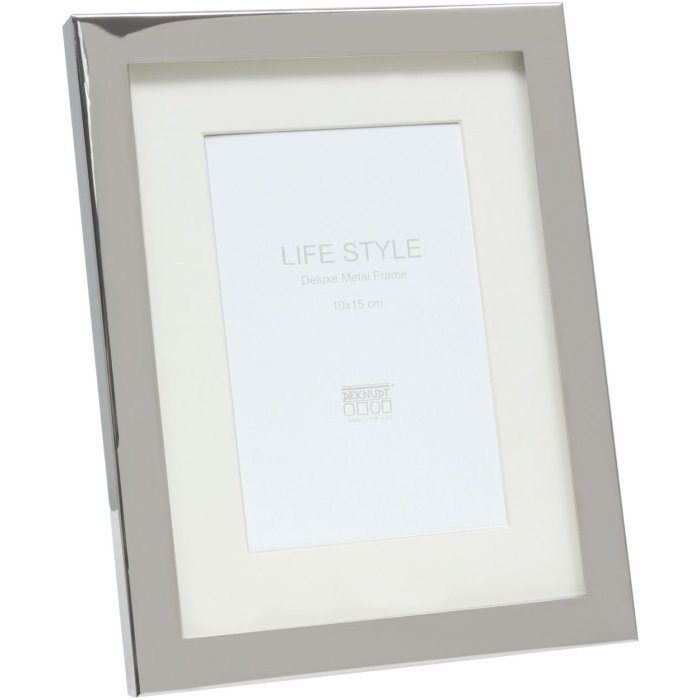 s57mc1 Metalen lijst in glanzend zilver met passe-partout 10x15 cm