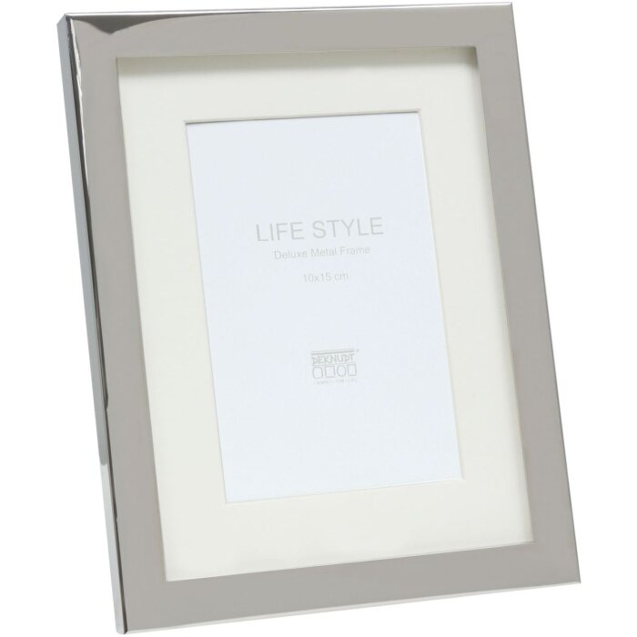 s57mc1 Metalen lijst in glanzend zilver met passe-partout 13x18 cm