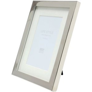 s57mc1 Metalen lijst in glanzend zilver met passe-partout 13x18 cm