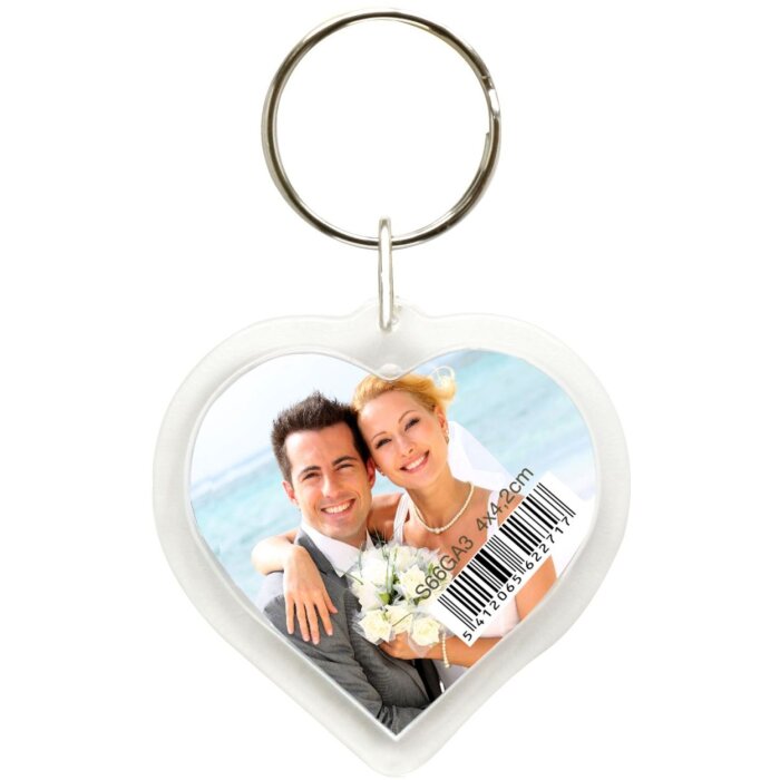 S66GA3 Hartvormige Plastic Foto Sleutelhanger 4x4.2cm