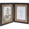 s67tw2 Dubbele lijst zwart met houten bevestiging voor 2 verticale fotos 10x15 cm