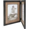 s67tw2 Dubbele lijst zwart met houten bevestiging voor 2 verticale fotos 10x15 cm