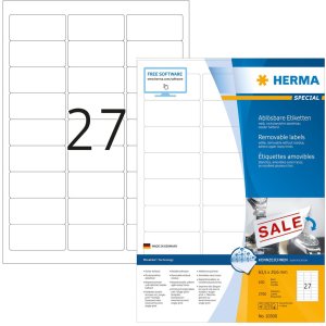 Etiketten a4 wit 63,5x29,6 mm Movables-verwijderbaar...