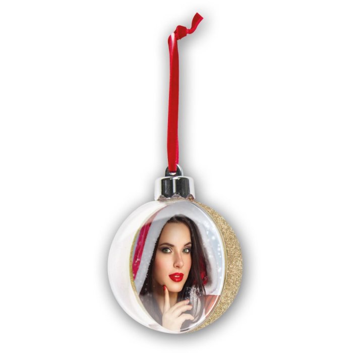 Sneeuw glitter bal goud kerstbal