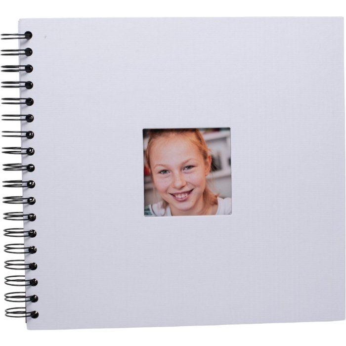Spiraalalbum Khari wit geribd zwarte bladzijden 24x25 cm