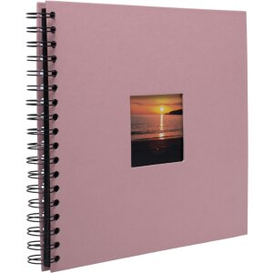 Spiraalalbum Khari rose geribbeld zwart paginas 24x25 cm