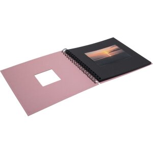 Spiraalalbum Khari rose geribbeld zwart paginas 24x25 cm