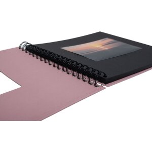 Spiraalalbum Khari rose geribbeld zwart paginas 24x25 cm