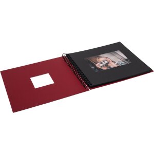 Spiraalalbum Khari rosso geribbeld zwart paginas 24x25 cm
