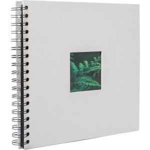 Spiraalalbum Khari ijsgrijs geribd zwarte paginas 24x25 cm