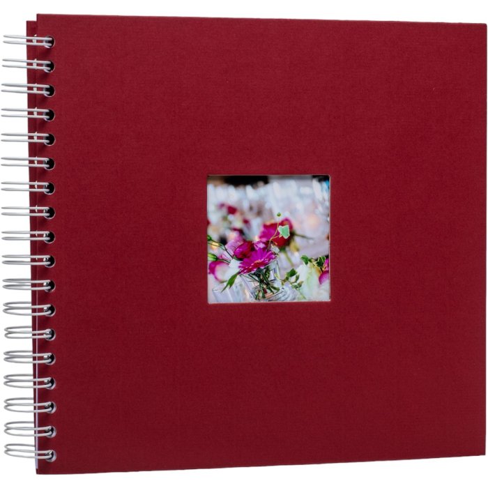 Spiraalalbum Khari rosso geribbeld wit bladzijden 24x25 cm