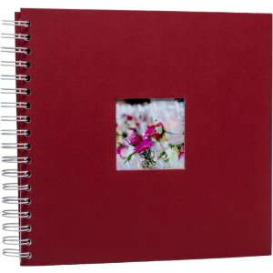 Spiraalalbum Khari rosso geribbeld wit bladzijden 24x25 cm